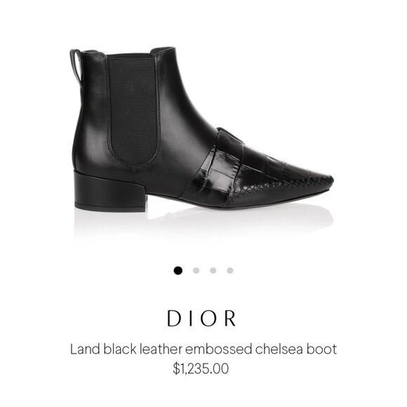 Christian Dior Landy Black Leather Embossed Chelsea Women Boots Size US 6/EU 36